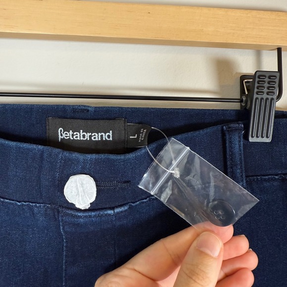 Betabrand Stretchy Elastic Pull On Dark Wash Denim Leggings Pants Large‎ NWOT - Picture 2 of 4
